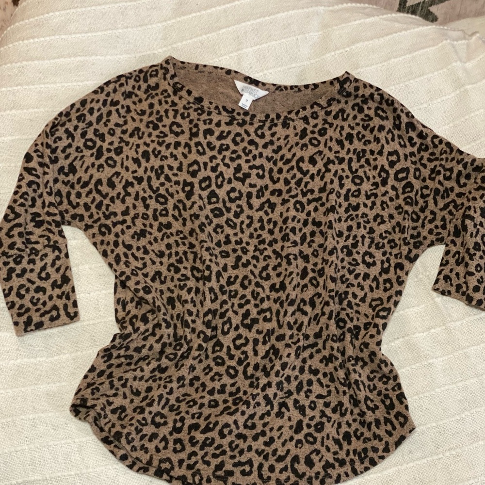 Market & Spruce Leopard Print Knit Top